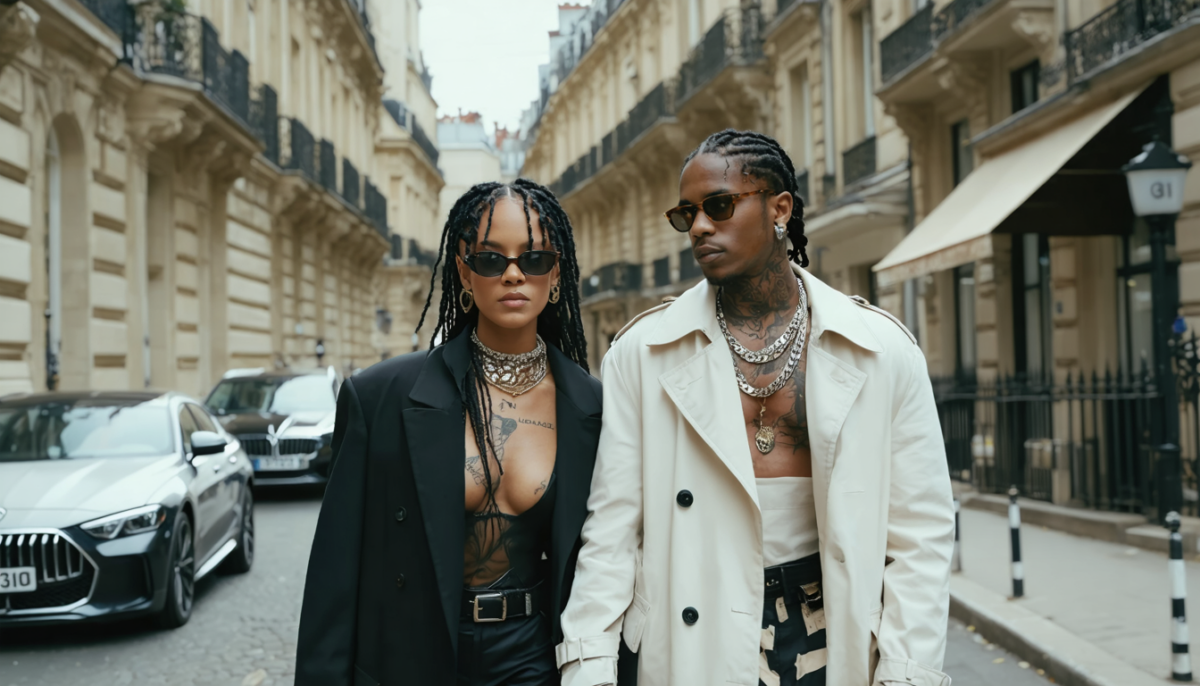 découvrez l'escapade parisienne chic et complice de rihanna et a$ap rocky, un couple au style inimitable célébrant la mode et l'élégance dans la capitale française.