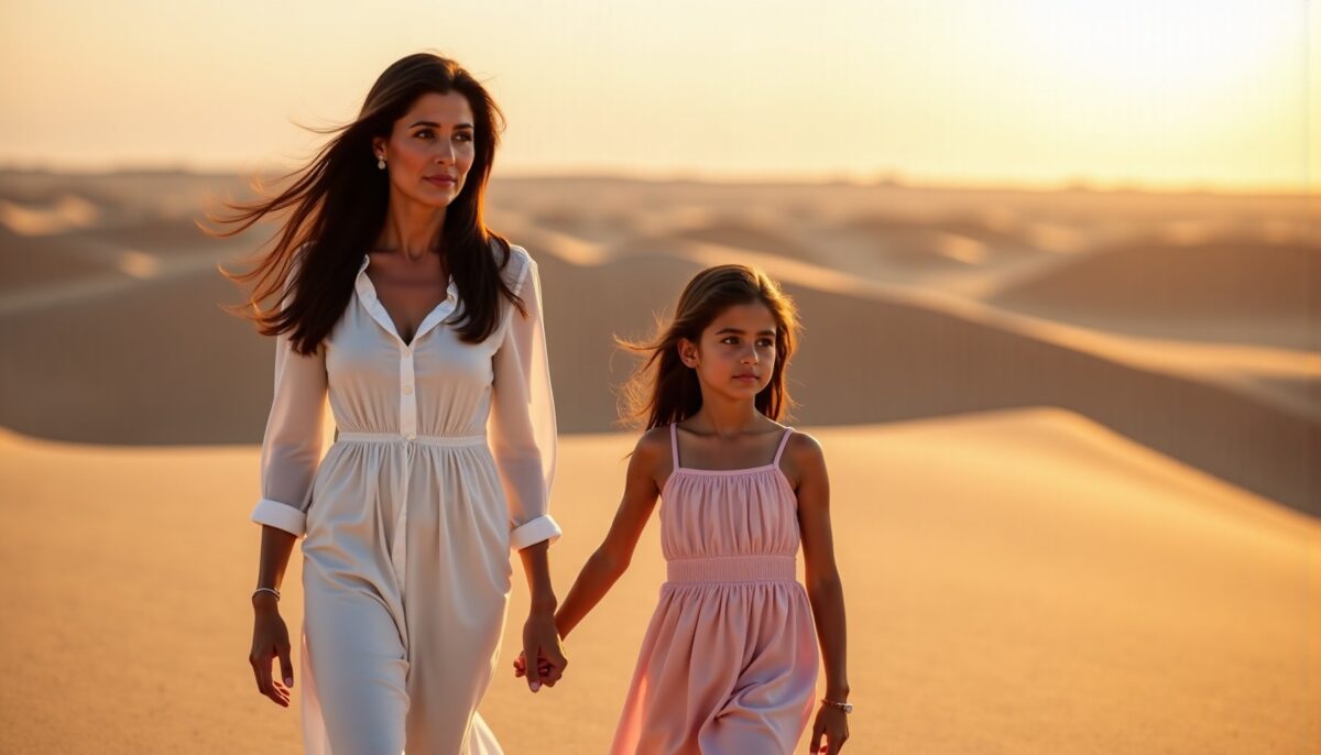 La reine Rania de Jordanie parcourt le désert main dans la main avec sa fille Salma, son portrait craché